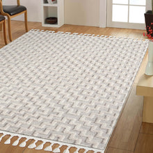 Load image into Gallery viewer, Orchid Textured Geometric Pattern Ivory Rug