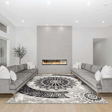 Load image into Gallery viewer, Versace Design Grey Round Design Rug