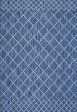 Load image into Gallery viewer, Diamond Pattern Hand-Woven Wool Blue Rug