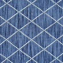 Load image into Gallery viewer, Diamond Pattern Hand-Woven Wool Blue Rug
