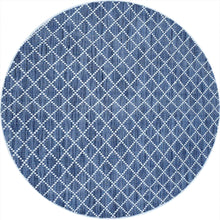 Load image into Gallery viewer, Diamond Pattern Hand-Woven Wool Blue Rug