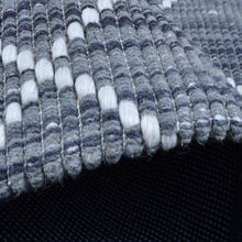 Load image into Gallery viewer, Diamond Pattern Hand-Woven Wool Dark Grey Rug