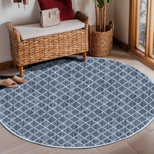 Load image into Gallery viewer, Diamond Pattern Hand-Woven Wool Dark Grey Rug