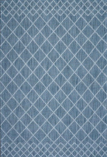 Load image into Gallery viewer, Diamond Pattern Hand-Woven Wool Teal Rug