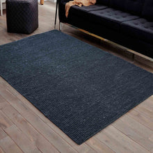 Load image into Gallery viewer, Braided and Looped Hand-Woven Wool Black Rug