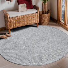 Load image into Gallery viewer, Braided and Looped Hand-Woven Wool Grey Rug