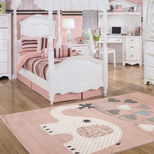 Load image into Gallery viewer, Kids Zoo Animals Pink Rug