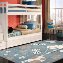 Load image into Gallery viewer, Kids Zoo Animals Blue Rug