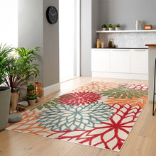 Load image into Gallery viewer, Bohemian Outdoor/Indoor Floral Red Rug