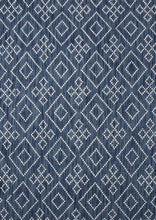 Load image into Gallery viewer, Geometric Textured Hand-Woven Wool Blue Rug