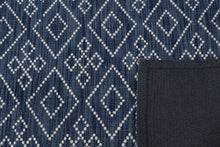 Load image into Gallery viewer, Geometric Textured Hand-Woven Wool Blue Rug