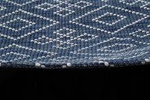Load image into Gallery viewer, Geometric Textured Hand-Woven Wool Blue Rug