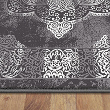 Load image into Gallery viewer, Contemporary Victorian Design Grey Rug