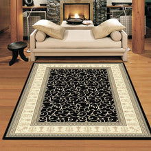 Load image into Gallery viewer, Elegant Boarder Traditional Lover Black Rug