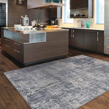 Load image into Gallery viewer, Stylish Transitional Trilled Striped Grey Rug