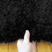 Load image into Gallery viewer, Casuals Plain Design Shaggy Black Rug