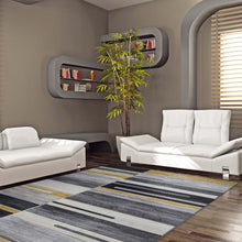 Load image into Gallery viewer, Abstract Striped Gold Rug