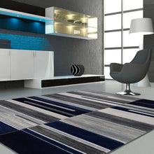Load image into Gallery viewer, Abstract Striped Grey Rug