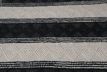 Load image into Gallery viewer, Tribal Knit Hand-Woven Wool Black Rug