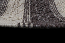 Load image into Gallery viewer, Tribal Knit Hand-Woven Wool Chocolate Rug
