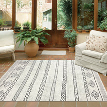 Load image into Gallery viewer, Outdoor Moroccan Striped Light Grey Rug