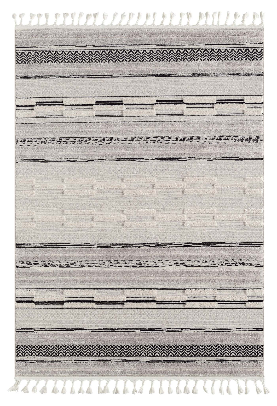 Striped Cuba Pattern Grey Rug