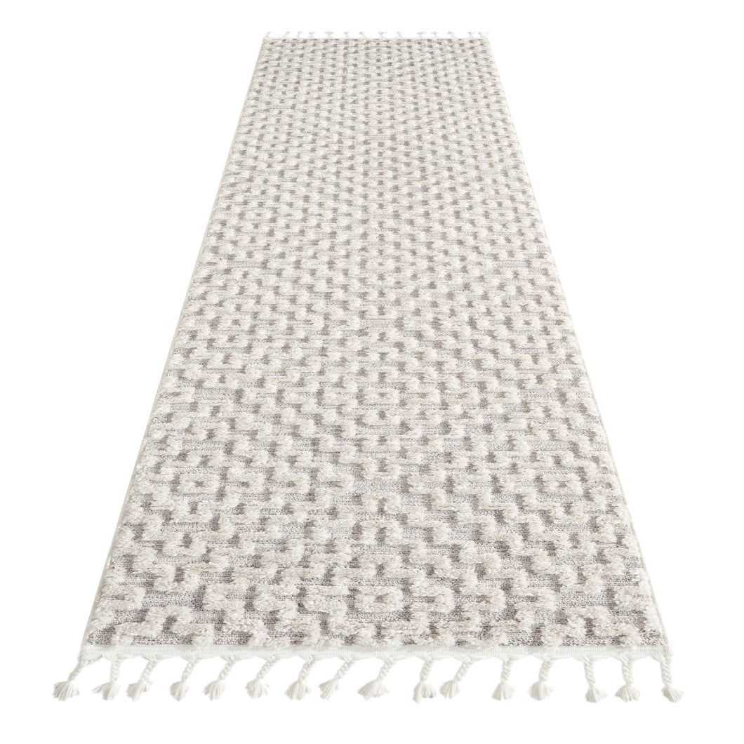 Orchid Textured Geometric Pattern Ivory Runner