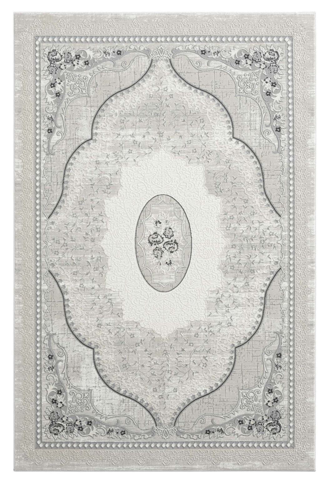 Classic Victorian Pattern Grey Rug
