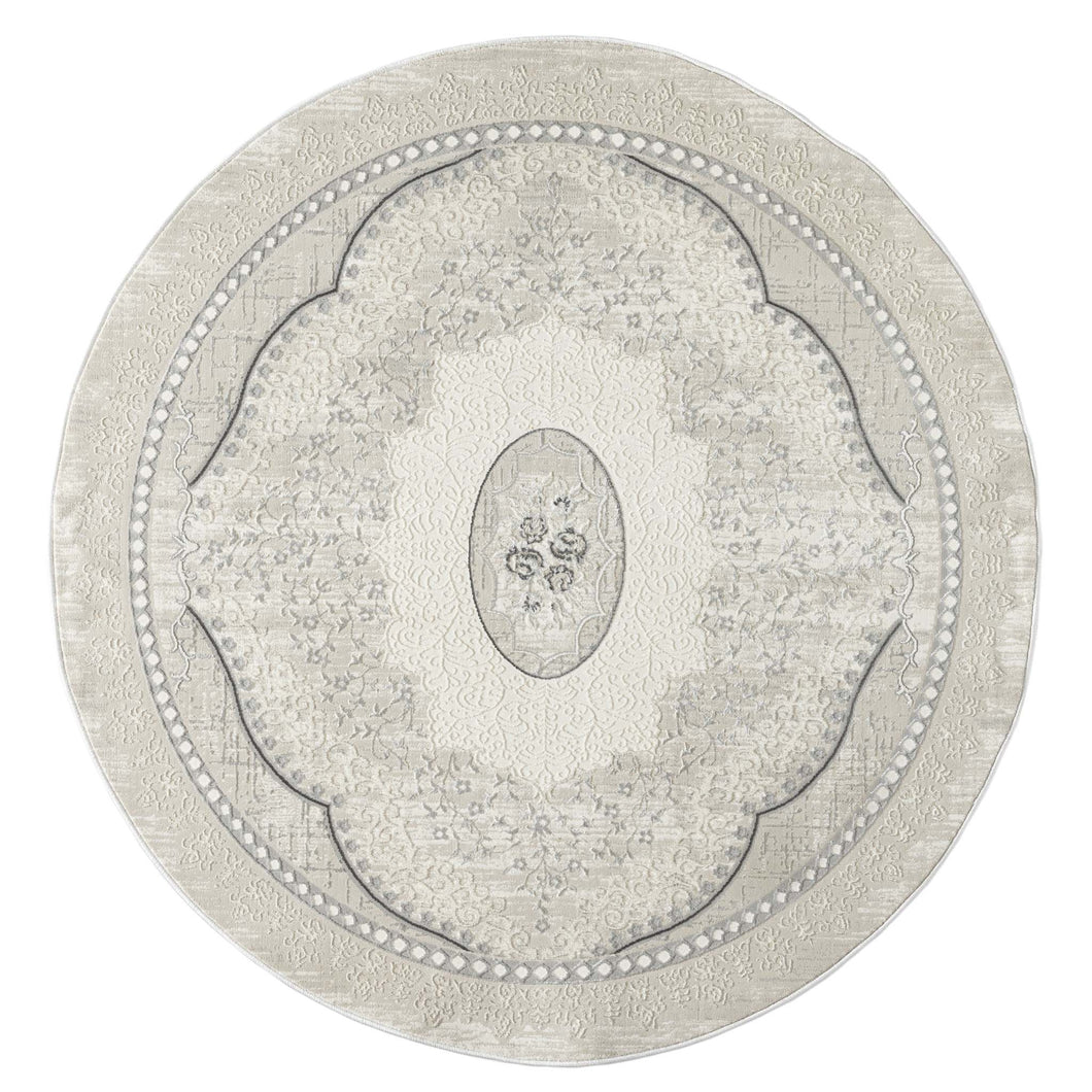 Traditional Victorian Pattern Grey Round