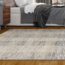 Load image into Gallery viewer, Striped Design Soft Grey Rug
