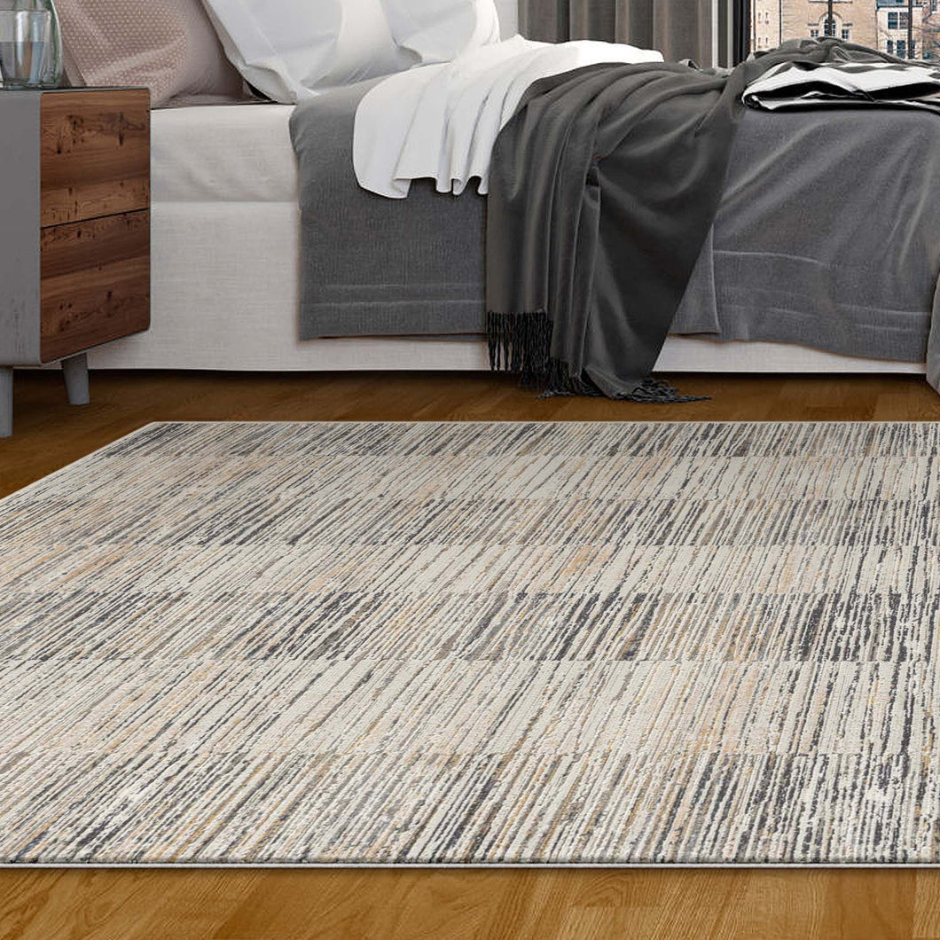 Striped Design Soft Grey Rug