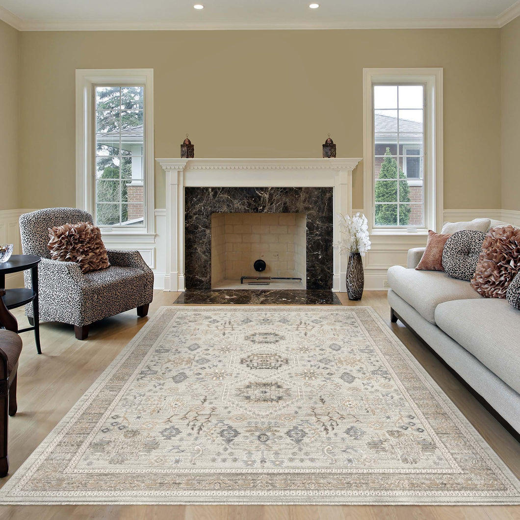 Oriental Villa Style Grey Rug