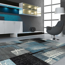 Load image into Gallery viewer, Geometic Mosaic Design Blue Rug
