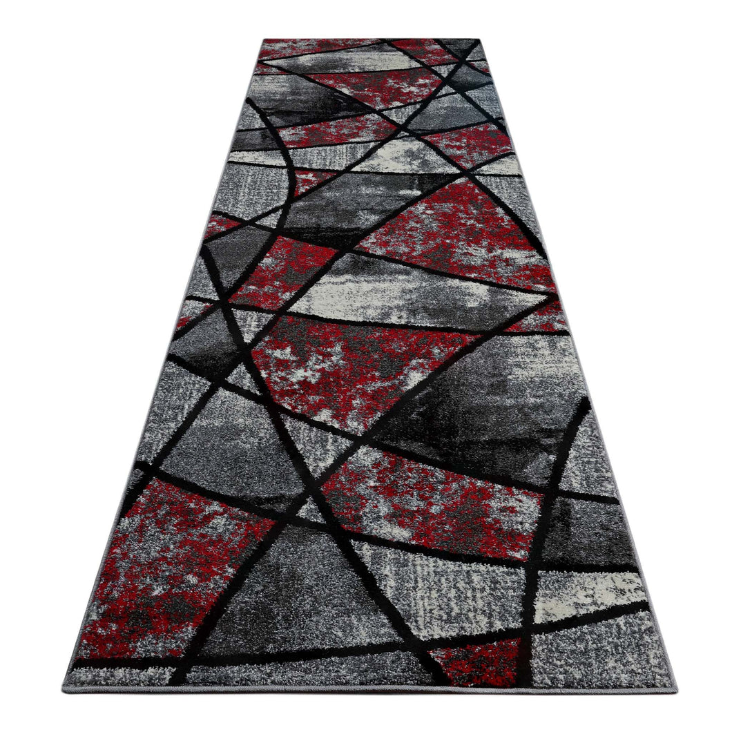 Geometric Graphite Grape Runner