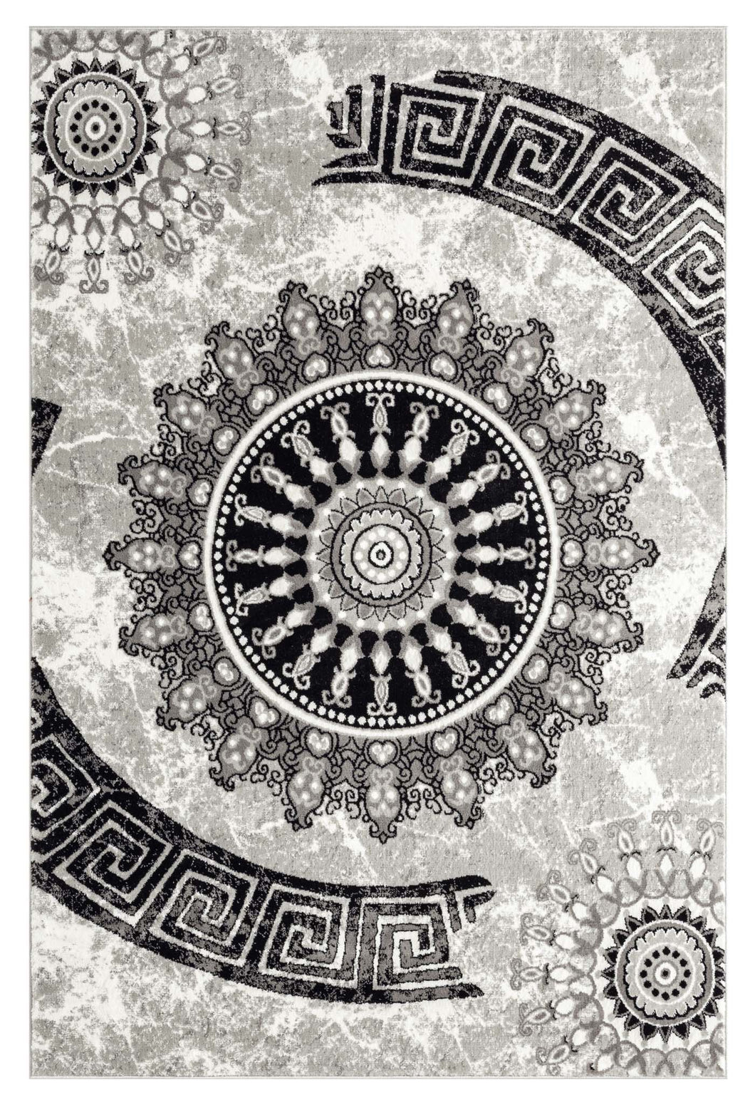 Versace Design Grey Round Design Rug