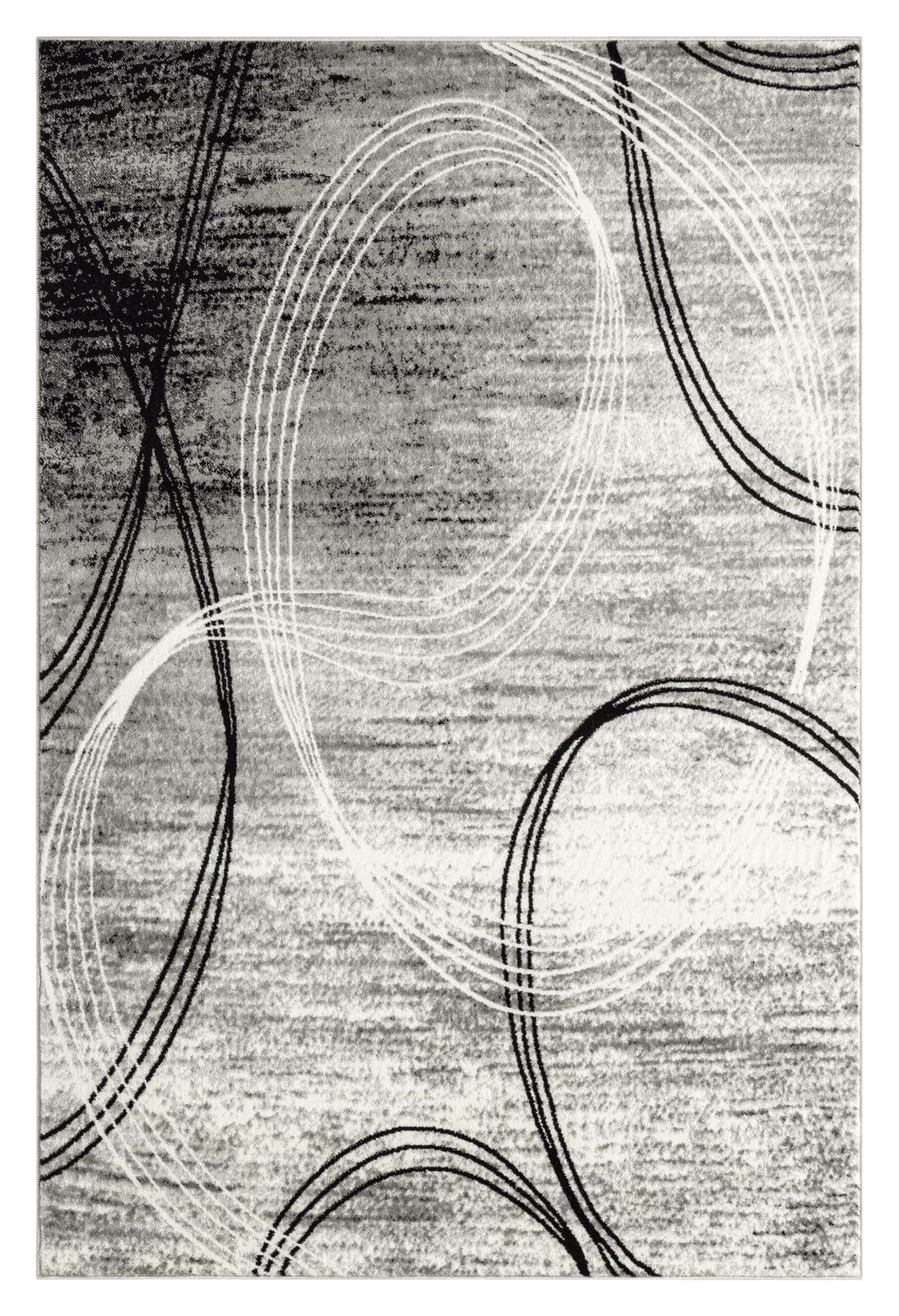 Modern Ring Pattern Grey Rug