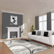 Load image into Gallery viewer, Modern Ring Pattern Grey Rug
