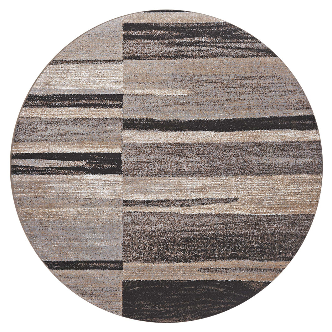 Modern Striped Brown Round