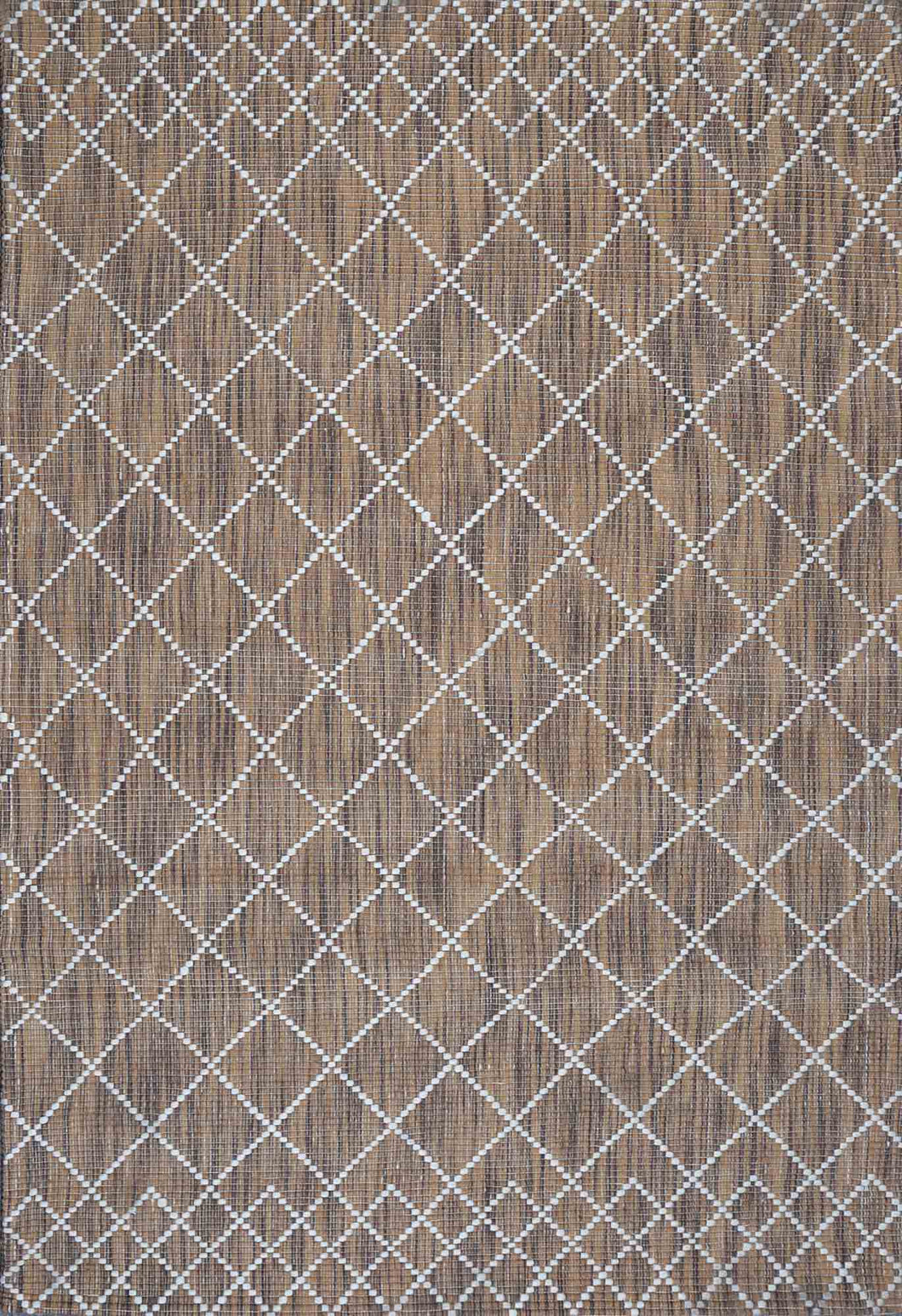 Diamond Pattern Hand-Woven Wool Brown Rug