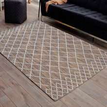 Load image into Gallery viewer, Diamond Pattern Hand-Woven Wool Brown Rug
