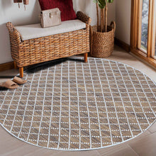 Load image into Gallery viewer, Diamond Pattern Hand-Woven Wool Brown Rug
