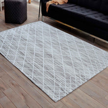Load image into Gallery viewer, Diamond Pattern Hand-Woven Wool Natural Rug
