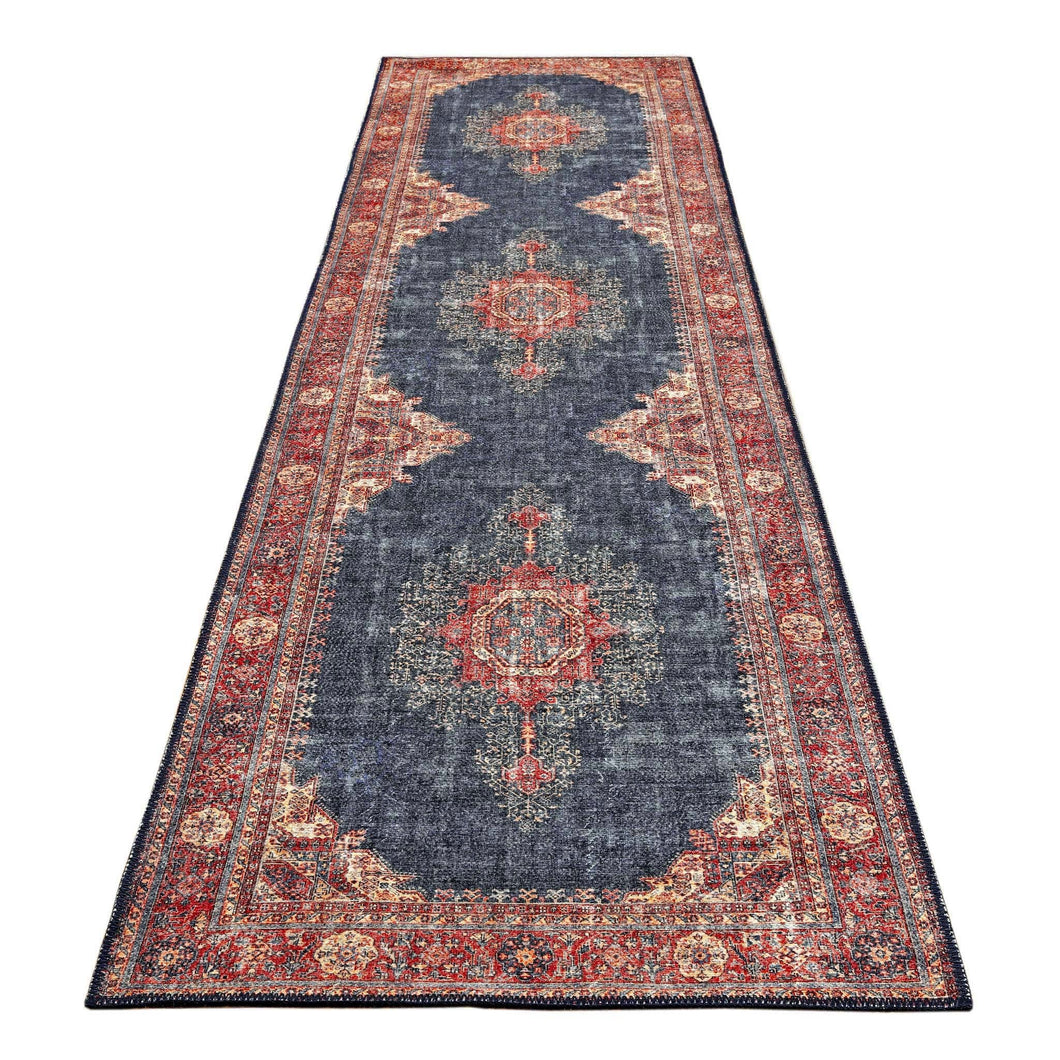 Persian Contemporary Transitional Navy Runner