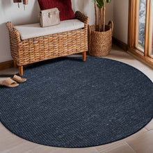 Load image into Gallery viewer, Braided and Looped Hand-Woven Wool Black Rug
