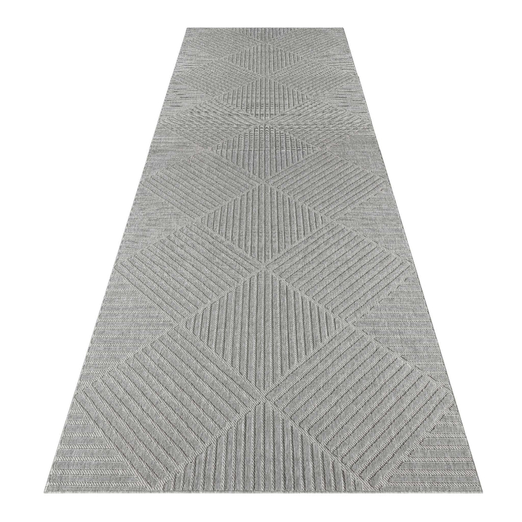 Outdoor/Indoor Braided Light Grey Runner