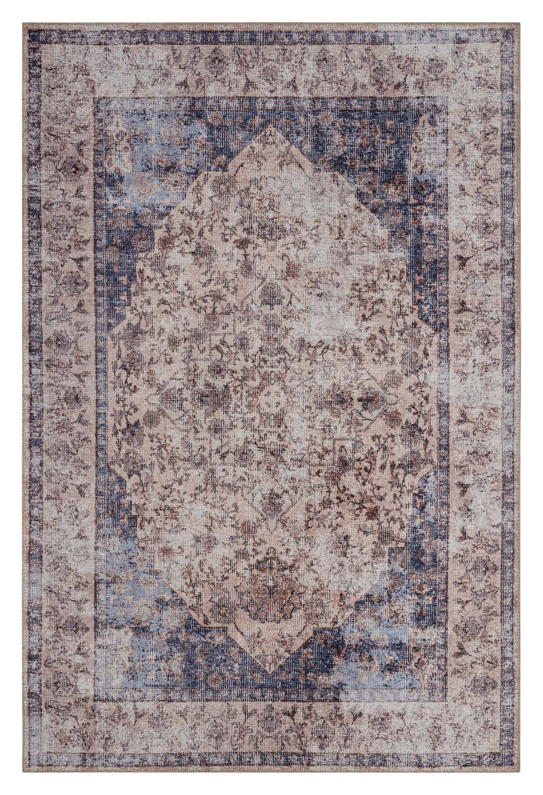 Vintage Victorian Transitional Navy Rug