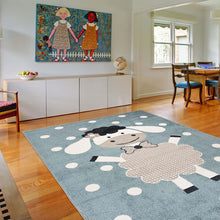 Load image into Gallery viewer, Kids Zoo Animals Blue Rug
