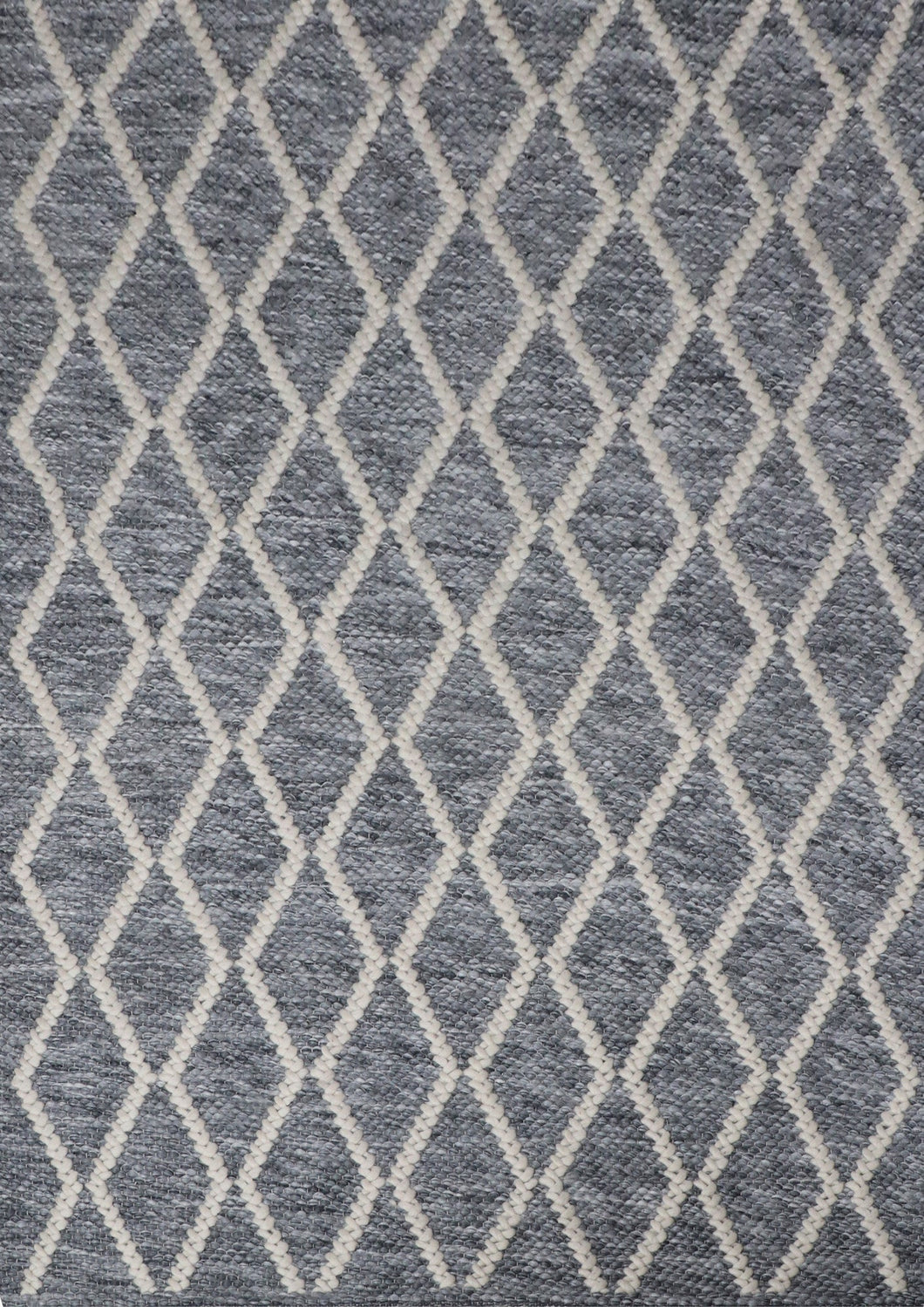 Lattice Hand-Woven Wool Grey Rug