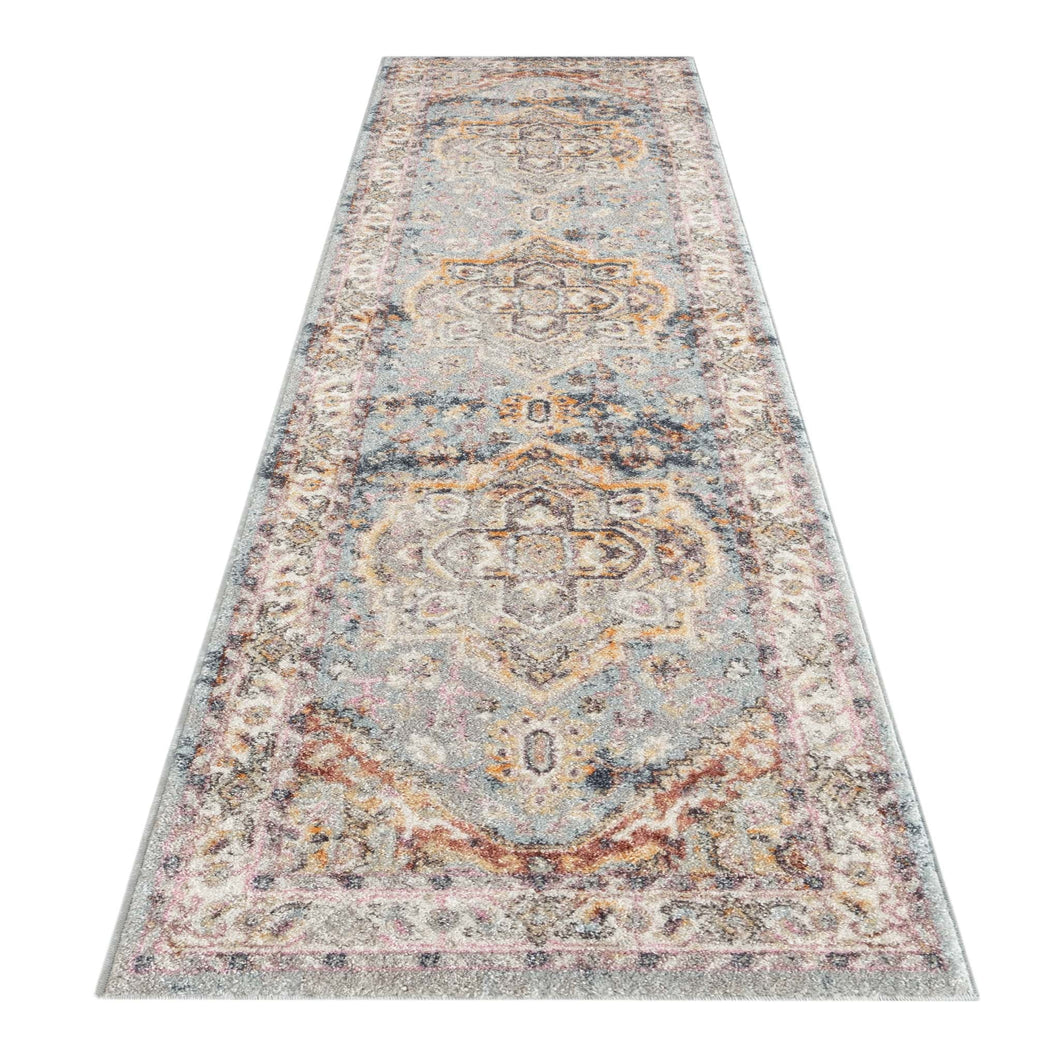 Vintage Transitional Wonders Light Blue Runner