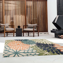 Load image into Gallery viewer, Bohemian Outdoor/Indoor Floral Green Rug
